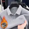 Item popular de live-streaming: Blusa masculina de inverno quente, tipo duas peças falsas, com forro de fleece, gola dobrável, retalhos listrados e mangas compridas