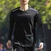 Camiseta Deportiva de Manga Larga para Hombre, Gris, Secado Rápido, Verano, Manga Ranglán, Etiqueta Blanca en el Brazo, Top para Correr, Fitness, Entrenamiento