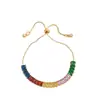 Pulsera de colores rectangulares de circón extraíble transfronteriza para mujer, pulsera de moda de lujo ligero de alta gama al por mayor para mujer