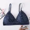 Bralette sin aro de acero ultra-delgado pecho grande pequeño encaje copa triangular sujetador ropa interior sexy chicas francesas mujer