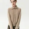 Cárdigan de cachemira de cuello alto, de doble uso, con múltiples botones para mujer, nuevo para otoño e invierno, suelto, de botones, suéter base, chaqueta, top