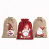 2025 Nuevo Bolsillo con Cordón Navideño Bolsa de Dulces de Santa Claus Set de Bolsas de Regalo Navideñas Al por Mayor