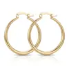 Brincos de Argola Grandes Estilo Europeu e Americano para Mulheres, Banhados a Cobre com Ouro Puro, Acabamento Brilhante, Minimalista, Luxo Leve, Argolas para Afinar o Rosto