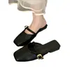 Chinelos Baotou para Uso Externo de Verão Feminino, Sandálias Planas Antiderrapantes Estilo Francês Versátil Preguiçosas Retrô para Verão Feminino