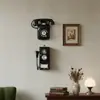 Pieza Decorativa Vintage Retro Estilo Bar con Acabado Desgastado, Modelo de Teléfono de Pared