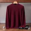 Nuevo suéter de cachemira para otoño e invierno para hombre, jersey, color liso, cuello semi-alto, suéter de lana, estilo de negocios, talla grande, suéter de capa base