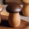 Porta-Palitos em Madeira de Nogueira Preta em Formato de Cogumelo, Recipiente Criativo Japonês de Luxo de Alto Padrão para Palitos de Dente, Para Uso Doméstico, Alto Valor Estético