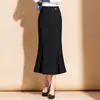 Saia Elegante de Cor Sólida Versátil Estilo Cauda de Peixe para Mulheres, Novo Estilo Outono 2026, Saia Midi Bodycon Elegante de Cintura Alta Emagrecedora