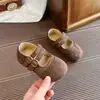 Zapatos de Princesa de Gamuza para Niñas 2026 Otoño Nuevo Estilo Zapatos de Cuero Suaves y Cómodos para Bebés Zapatos Retro de Boca Baja para Niñas