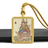 Caixa gabu thangka estilo Xizang quadrado dourado pintado à mão com ouro Mestre da Medicina Buda flor de lótus verde Mestre Cru thangka pingente