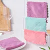 Paño de limpieza de color sólido de coralina para el hogar, no suelta pelusa, no graso, paño absorbente para lavar platos