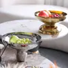 Bandeja de metal nórdica decoração sala de estar prato de frutas redondo prato de armazenamento de perna alta luxo leve prato de doces decoração de modelo de quarto