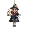 Decoración de Halloween de Calabaza de Acrílico y Brujita Pequeña Colgante para Coche