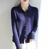 Cárdigan de Punto con Cuello Polo de Seda y Cachemira para Mujer 2026 Primavera Nuevo Estilo Color Sólido Holgado y Versátil Elegante Chaqueta Camisa