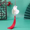 Festival de Medio Otoño Conejo de Jade Bordado Borla Flecos Colgante DIY Estilo Antiguo Hanfu Broche Decorativo Accesorios Colgante de Cintura Adorno Colgante