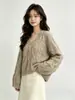 Fábrica de Jerseys Dalan Source 2026 Otoño/Invierno Nuevo Estilo Coreano Cuello en V Holgado Versátil Manga Larga Jersey de Punto Trenzado para Mujer