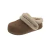 Pantuflas retro de suela gruesa, que aumentan la altura, forradas de felpa, de punta cerrada para mujer, adecuadas para usar al aire libre, nuevas de otoño/invierno 2026, cálidos, zapatos de algodón forrados de felpa