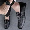 Zapatos Nuevos de Piel para Hombre, Mocasines Slip-On de Suela Blanda, Patrón de Cocodrilo, Zapatos Formales Casuales de Negocios Británicos, Zapatos para el Trabajo de Hombre