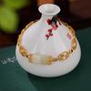 Un Ciervo Plata Esterlina S925 Chapado en Oro Jade Hetian Lujo Ligero Elegante Pulsera Calada Flor de Ciruelo Pulsera Personalizada