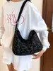 Bolsa Tote de Veludo Estampada Estilo Francês Girly Personalizada Bolsa Transversal de Nicho para Estudantes Bolsa de Ombro Único de Grande Capacidade