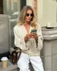 2024 Nuevo Top de Moda Transfronterizo Europeo y Americano Estilo Simple Chaqueta Suéter de Botones Cuello en V