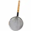 Espumadera de Acero Inoxidable Cuchara Espumadera Gruesa para Fideos Pantalla de Filtro Número Colador de Alambre para Freír Mango Extendido Red de Recogida Colador de Madera Li para Freír
