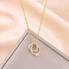 Doce High-end Sense Micro-incrustado Love Ring Double-ring Titanium Colar de Aço Feminino Temperamento Sexy Aço Inoxidável Clavicle Chain