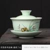 Conjunto de Chá Kung Fu Celadon Dehua Tigela com Tampa Pintada à Mão Cerâmica Chá Grande Doméstico Xícara de Chá Sancai Atacado