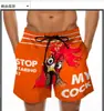 Pantalones de Playa para Hombre Divertidos Estampado 3D de Pavo de Pascua Bañador Plátano Burlón Pantalones Cortos Casuales Europeos y Americanos