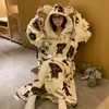 Outono e Inverno Aconchegante Flanela Fofa Carta Grande Camisola Saia Manga Longa com Cordão Capuz Camisola Roupa de Casa para Mulheres
