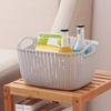 Cesta de Almacenamiento Doméstico de Mimbre de Imitación Calado Cesta de Almacenamiento de Plástico de Gran Capacidad con Asa Cesta de Almacenamiento para Artículos Varios para Baño Dormitorio