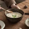 Cuenco de Cerámica con Textura Martillada Wabi-sabi Cuenco Retro de Cerámica para el Hogar para Arroz, Avena, Sopa, Fideos, Postre, Ensalada de Frutas