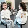 Camiseta de manga larga para niña 2026 primavera y otoño, top elegante para niñas pequeñas, aspecto de dos piezas, camiseta base de algodón puro para niños