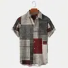 Nueva Camisa Casual Hawaiana Europea y Americana Transfronteriza Impresión Digital 3D Bandera Solapa Playa Manga Corta