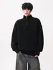 Suéter con media cremallera para hombre, estilo coreano, corte holgado, jersey sencillo con cuello camisero, top de punto liso de alta gama