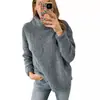 Otoño/Invierno 2025 Moda Femenina Europea y Americana de Amazon Transfronterizo Nuevo Sudadera de Color Sólido de Cuello Alto Peluda Top de Felpa para Mujer