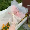 Pinza para el pelo grande de malla de hadas con lazo, pinza de resorte para mujer, pinza para la parte trasera de la cabeza súper de hadas blanca, accesorios para el cabello Mori, tocado