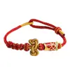 Pulseira de Corda Vermelha Tecida à Mão DIY Contas de Transferência Peixe Koi Pousando Pulseira do Ano de Nascimento Masculina e Feminina Presente para Melhor Amiga Atacado