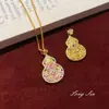 Nuevo Collar de Calabaza Artesanal Étnico Estilo Chino Cadena para Suéter con Diseño de Nicho Pintado y Colgante de Doble Cara de Lujo Ligero