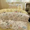 Juego de funda de edredón de algodón lavado Hello Kitty estilo Ins para chica de cuatro piezas, juego de sábanas de tres piezas estilo princesa para dormitorio