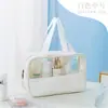 Bolsa de Cosméticos con Costura Creativa Simple de PVC Impermeable Gran Capacidad Bolsa de Artículos de Tocador Portátil Bolsa de Almacenamiento Multiusos