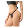 Ropa interior sexy de estilo europeo y americano con tres puntos de charol para mujer, tanga de PU