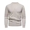 Suéter de Forro Polar para Hombre Otoño e Invierno Transfronterizo Suéter Cálido para Hombres de Mediana Edad Cuello Redondo Color Sólido Simple Versátil Casual Hombre
