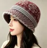 Sombrero de Lana para Madre de Mujer de Edad Media y Mayor de Otoño e Invierno con Pelo de Conejo, Sombrero para Señora Mayor, Sombrero Cálido para Abuela de Mujer con Forro de Lana de Invierno