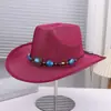 Nuevo Moderno Estilo Occidental Transpirable y No Sofocante Sombrero de Vaquero Estilo Camping al Aire Libre Monta de Caballos Cadena de Joyas Decorada Sombrero Jazz