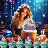 Tarjeta de Pastel de Cumpleaños de Sirena Transfronteriza Suministros de Decoración para Pastel de Fiesta de Cumpleaños con Temática de Princesa Sirena
