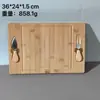 Tabla de cortar de bambú con cuchillos, múltiples tamaños, diseño creativo, tabla de cortar de frutas para exteriores, tabla para cortar carne, queso y pizza
