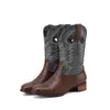Botas de Caballero Bordadas con Costuras Nuevas Zapatos de Hombre con Botas de Cuero Comercio Exterior Manga Media 4840 Mujer Europeas y Americanas Negras
