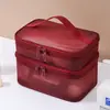 Bolsa de cosméticos de malla gran capacidad bolsa de almacenamiento de maquillaje artículos de tocador bolsa de almacenamiento de viaje portátil logo impreso