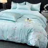 Juego de ropa de cama de cuatro piezas de alta gama, lujo ligero, todo algodón, bordado, para el hogar, dormitorios de estudiantes, funda de edredón suave y amigable con la piel, juego de sábanas